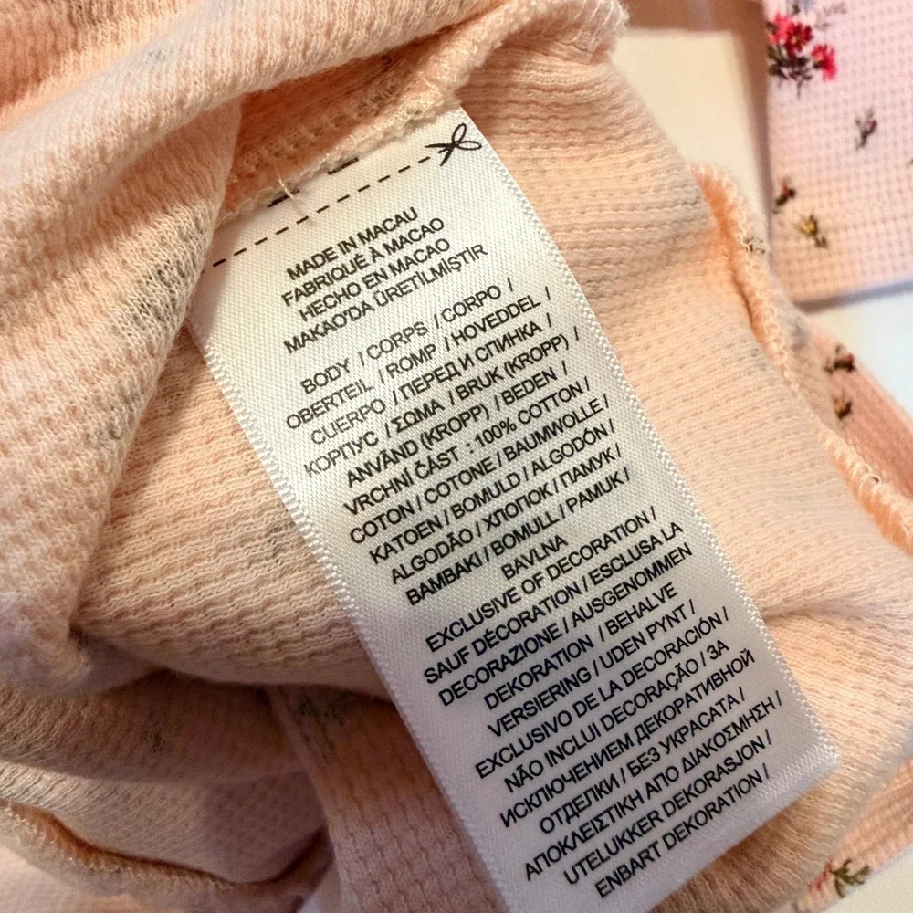 Ralph Lauren Baby Girls Pink Floral Waffle Knit Henley Dress &‎ Bloomers Set 12M